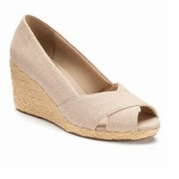 Chaps Women's Dakoba Linen Open Toe Espadrille Wedge - Picture 1 of 11
